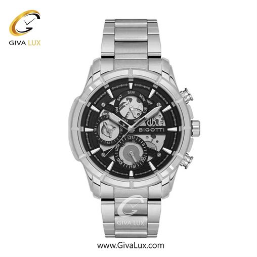 ساعت مچی اورجینال مردانه بیگوتی BIGOTTI سه موتوره فول تایم نقره ای | نقره ای| مشکی| کد رفرنس BG.1.10578.2