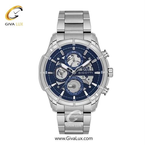 ساعت مچی اورجینال مردانه بیگوتی BIGOTTI سه موتوره فول تایم نقره ای | نقره ای| سرمه ای| کد رفرنس BG.1.10578.3