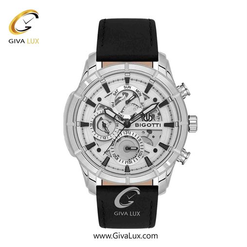 ساعت مچی اورجینال مردانه بیگوتی BIGOTTI سه موتوره فول تایم نقره ای | مشکی| نقره ای| کد رفرنس BG.1.10579.1