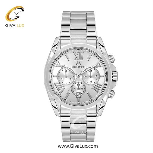 ساعت مچی اورجینال مردانه بیگوتی BIGOTTI سه موتوره کرنوگراف نقره ای | نقره ای| نقره ای| کد رفرنس BG.1.10588.1