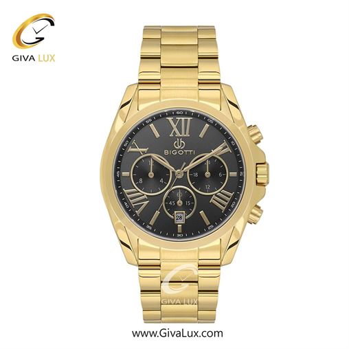 ساعت مچی اورجینال مردانه بیگوتی BIGOTTI سه موتوره کرنوگراف طلایی | طلایی| دودی|تیتانیوم| کد رفرنس BG.1.10588.3