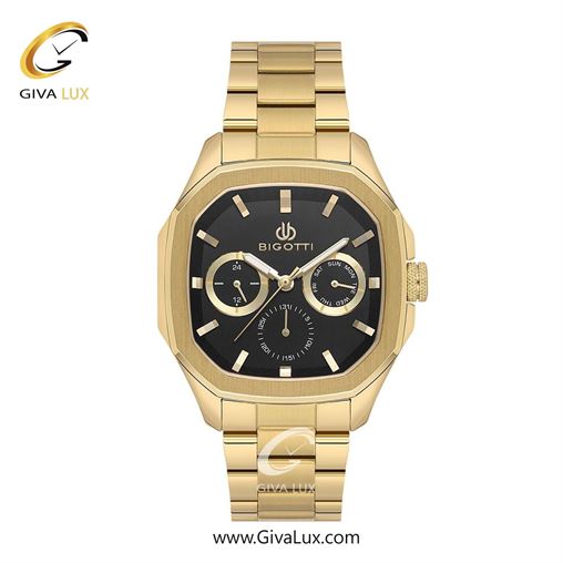 ساعت مچی اورجینال مردانه بیگوتی BIGOTTI سه موتوره فول تایم طلایی | طلایی| مشکی| کد رفرنس BG.1.10625-4