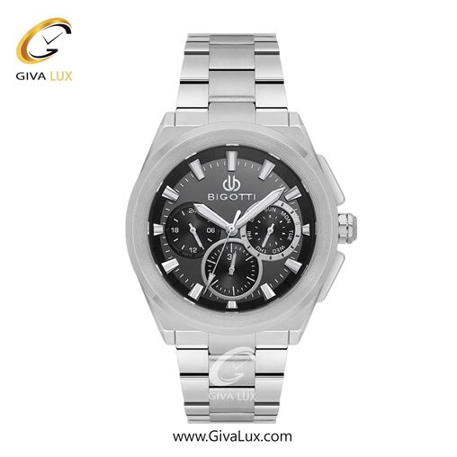 ساعت مچی اورجینال مردانه بیگوتی BIGOTTI سه موتوره فول تایم نقره ای | نقره ای| دودی|تیتانیوم| کد رفرنس BG.1.10627-2