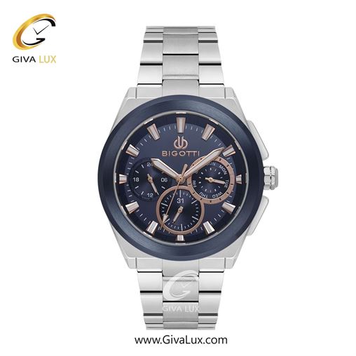ساعت مچی اورجینال مردانه بیگوتی BIGOTTI سه موتوره فول تایم سرمه ای | نقره ای| سرمه ای| کد رفرنس BG.1.10627-4