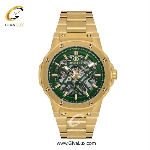 ساعت مچی اورجینال مردانه بیگوتی BIGOTTI طلایی | طلایی| سبز یشمی تیره| کد رفرنس BG.1.10633-4