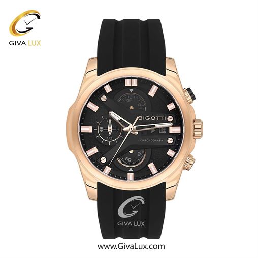 ساعت مچی اورجینال مردانه بیگوتی BIGOTTI سه موتوره کرنوگراف رزگلد | مشکی| مشکی| کد رفرنس BG.1.10641-3