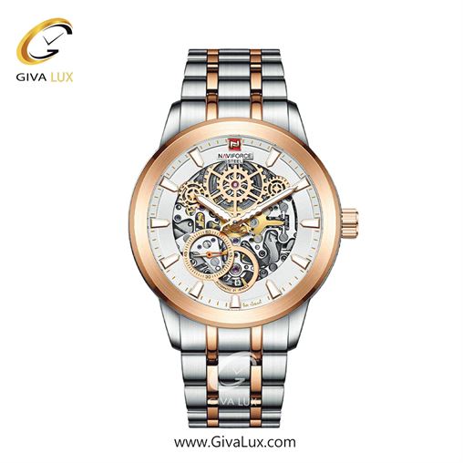 ساعت مچی مردانه اتوماتیک بند فلزی ناوی فورس(نیوی فورس) استیل رزگلد NFS 1002 1002SROS.jpg