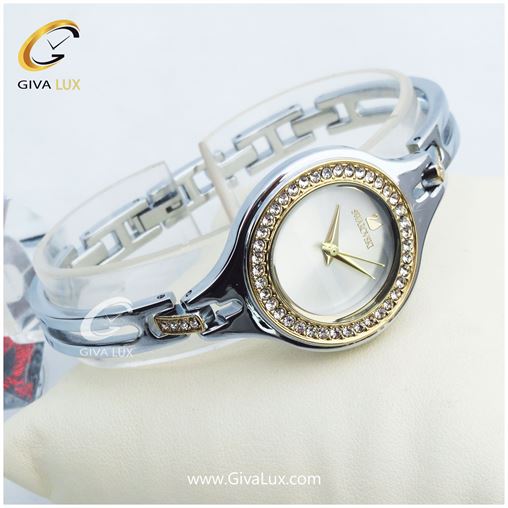 ساعت زنانه سواروسکی بند فلزی نگینی