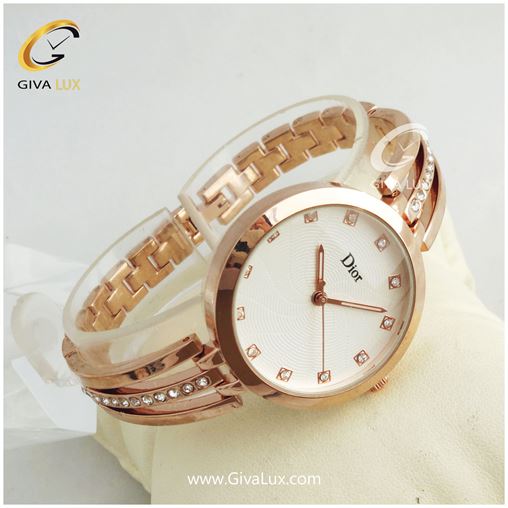 ساعت زنانه دیور  بندفلزی صفحه گرد