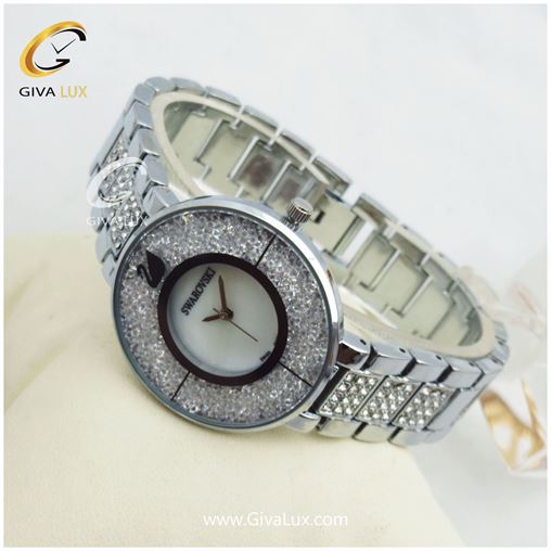 ساعت زنانه سواروسکی بندفلزی نگین متحرک