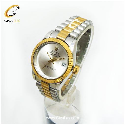 ساعت زنانه بند دورنگ رولکس 