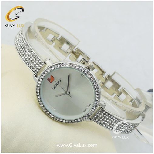 ساعت زنانه نگین دار نقره ای سواروسکی