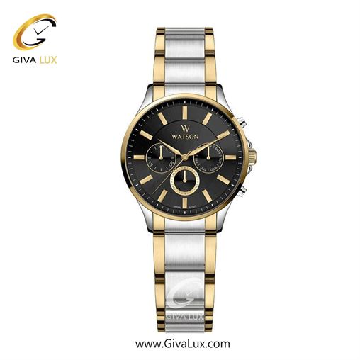 ساعت مچی اورجینال زنانه واتسون | WATSON سه موتوره فول تایم طلایی | طلایی-نقره ای| مشکی| کد رفرنس W 1187L-352