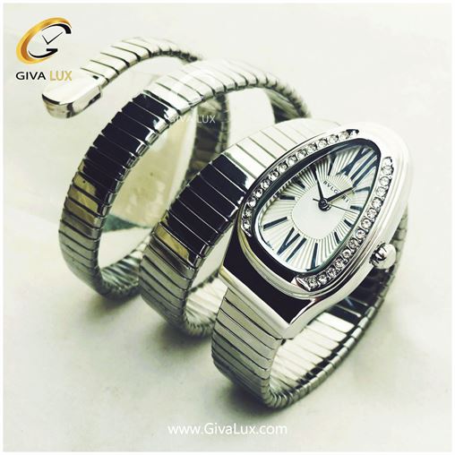 ساعت زنانه دستبندی نگین دار طرح مار بولگاری