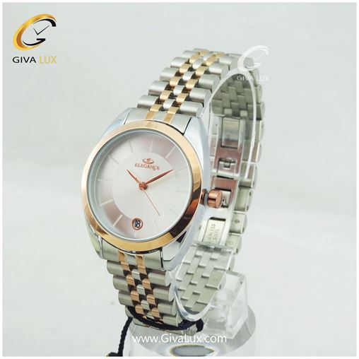 ساعت مچی زنانه بند رولکسی با قاب رزگلد مدل الگانس