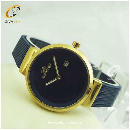 ساعت مچی زنانه بند حصیری سورمه ای الگانس