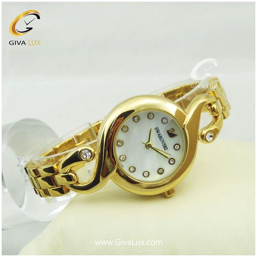 ساعت مچی زنانه سواروسکی بند فلزی طلایی