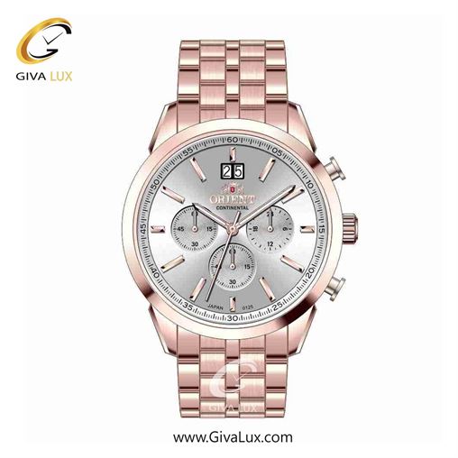 ساعت مچی اورجینال مردانه اورینت (کانتیننتال) | Orient (Continental) سه موتوره کرنوگراف رزگلد | رزگلد| نقره ای| کد رفرنس 0125