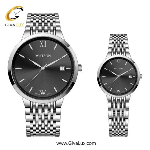 ساعت مچی اورجینال ست واتسون | WATSON  نقره ای | نقره ای| مشکی| کد رفرنس زنانه: W 1292L-304، مردانه: W 1292G-304
