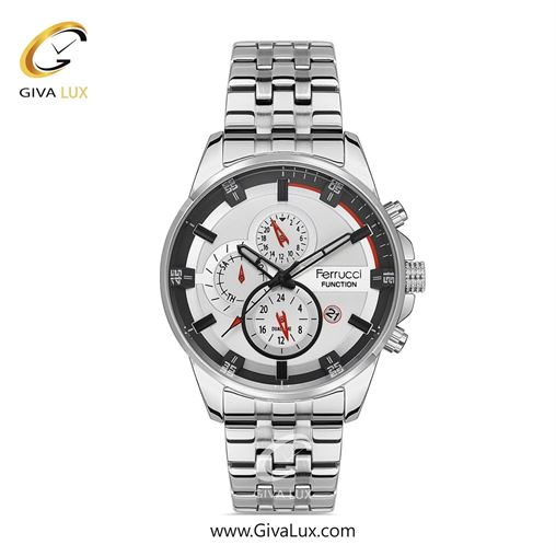 ساعت مچی اورجینال مردانه فروچی Ferrucci سه موتوره کرنوگراف نقره ای | نقره ای| نقره ای| کد رفرنس fcf.13085FM.01 13110FM.01.jpg