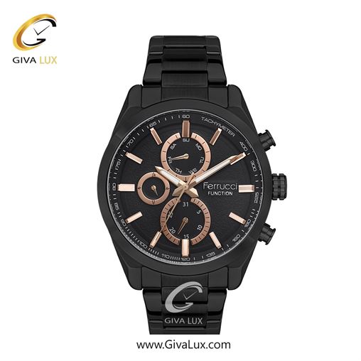 ساعت مچی اورجینال مردانه فروچی Ferrucci سه موتوره فول تایم مشکی | مشکی| مشکی| کد رفرنس FCF 14387FM.05