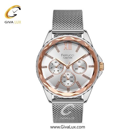 ساعت مچی اورجینال زنانه فروچی Ferrucci سه موتوره فول تایم نقره ای | نقره ای| نقره ای| کد رفرنس fcf.14479FH.01 14479.04.jpg