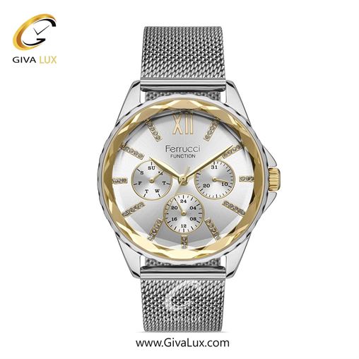 ساعت مچی اورجینال زنانه فروچی Ferrucci سه موتوره فول تایم رزگلد | نقره ای| نقره ای| کد رفرنس fcf.14479FH.04 14479.05.jpg
