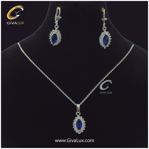 نیم ست برنج با نگین آبی