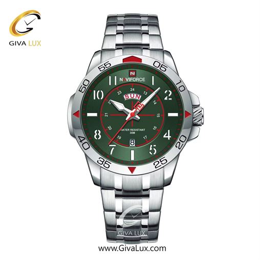 ساعت مچی مردانه بند فلزی نقره‌ای ناوی فورس (نیوی فورس) کد NF9204-S/GN/S