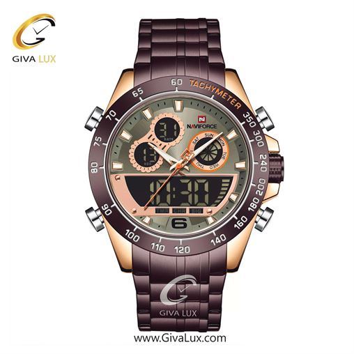 ساعت مچی مردانه بند فلزی قهوه‌ای ناوی فورس (نیوی فورس) کد NF9188-RG/GY/CE 