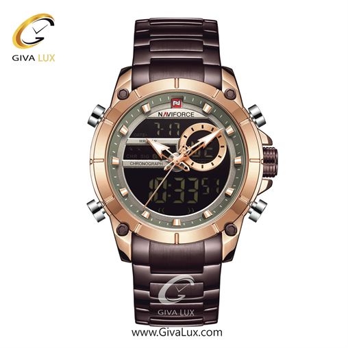 ساعت مچی مردانه بند فلزی کافی ناوی فورس (نیوی فورس) کد NF9163-RG/CE