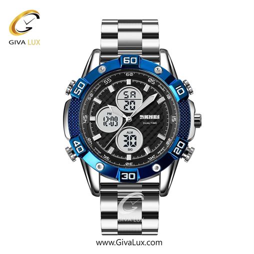 ساعت مچی اورجینال مردانه اسکمی (Skmei) دو زمانه آبی | نقره ای| نقره ای-مشکی| کد رفرنس 1838
