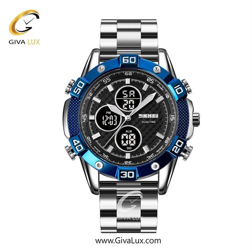 ساعت مچی اورجینال مردانه اسکمی (Skmei) دو زمانه آبی | نقره ای| مشکی| کد رفرنس 1838