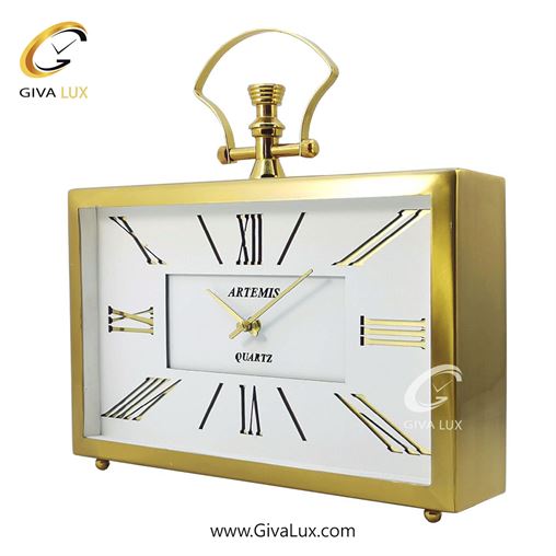 ساعت رومیزی آلیاژ فلزی| 2032-Gold-White-2.jpg