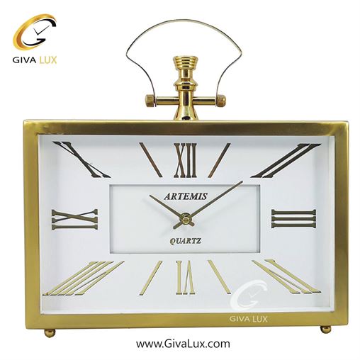 ساعت رومیزی آلیاژ فلزی| 2032-Gold-White.jpg