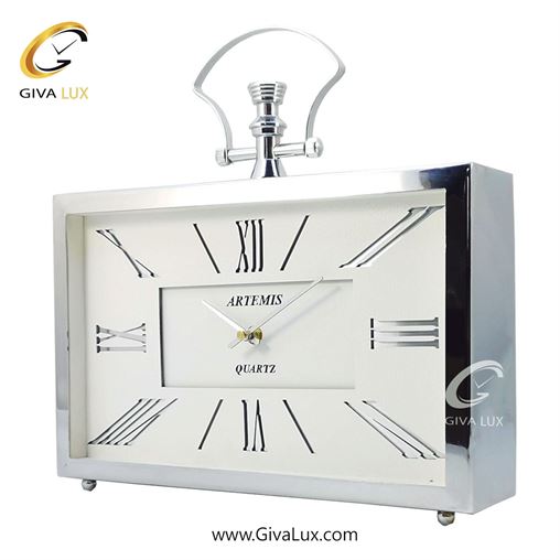 ساعت رومیزی آلیاژ فلزی| 2032-Silver-White-2.jpg