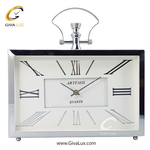 ساعت رومیزی آلیاژ فلزی| 2032-Silver-White.jpg