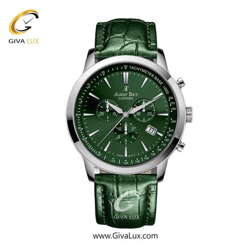 ساعت مچی اورجینال مردانه آلبرت ترایس سه موتوره کرنوگراف نقره ای | سبز| سبز| کد رفرنس AT20345