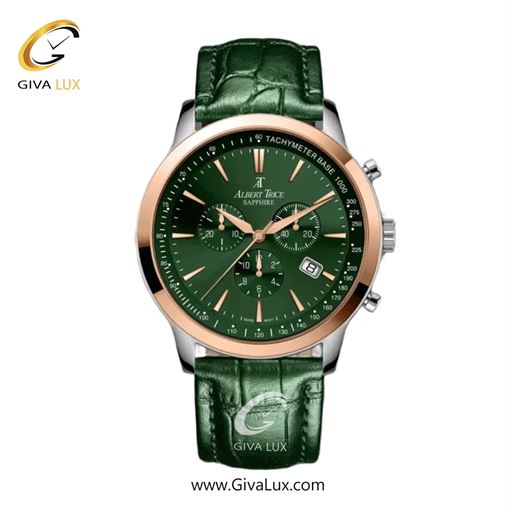 ساعت مچی اورجینال مردانه آلبرت ترایس سه موتوره کرنوگراف رزگلد | سبز| سبز| کد رفرنس AT20345