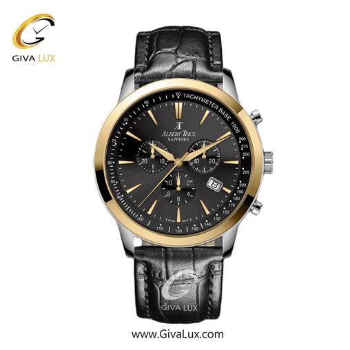 ساعت مچی اورجینال مردانه آلبرت ترایس سه موتوره کرنوگراف طلایی | مشکی| مشکی| کد رفرنس AT20345
