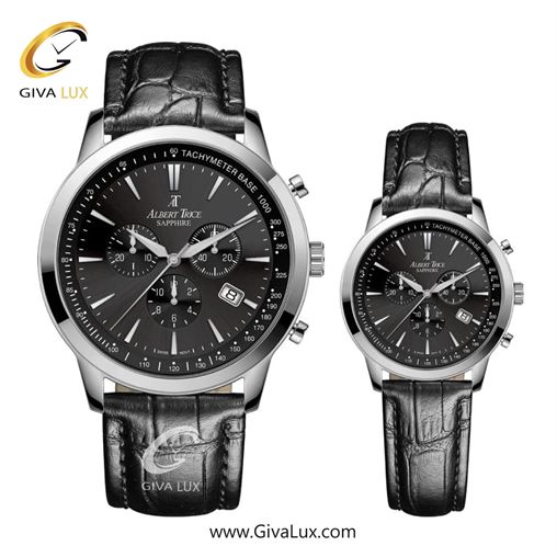 ساعت مچی اورجینال ست آلبرت ترایس سه موتوره کرنوگراف نقره ای | مشکی| مشکی| کد رفرنس زنانه:AT20346 ، مردانه:AT20345