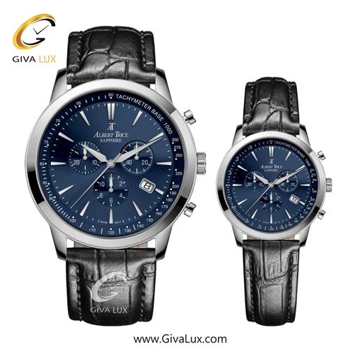 ساعت مچی اورجینال ست آلبرت ترایس سه موتوره کرنوگراف نقره ای | مشکی| سرمه ای| کد رفرنس زنانه:AT20346 ، مردانه:AT20345