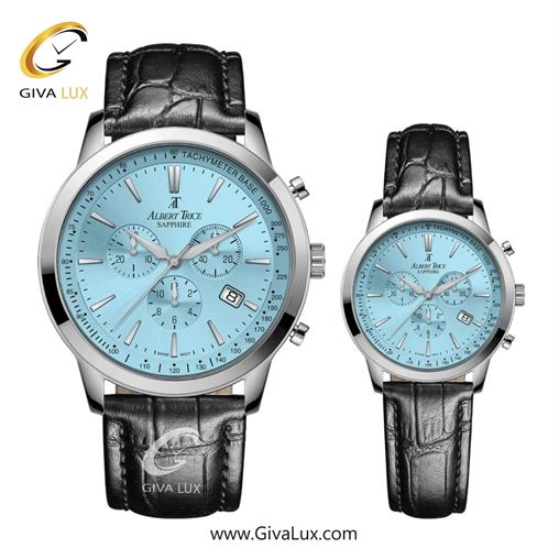 ساعت مچی اورجینال ست آلبرت ترایس سه موتوره کرنوگراف نقره ای | مشکی| آبی| کد رفرنس زنانه:AT20346 ، مردانه:AT20345