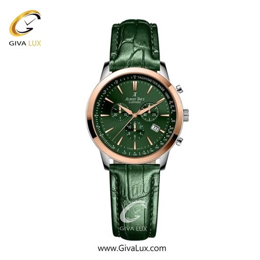 ساعت مچی اورجینال زنانه آلبرت ترایس سه موتوره کرنوگراف رزگلد | سبز| سبز| کد رفرنس AT20346