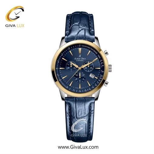 ساعت مچی اورجینال زنانه آلبرت ترایس سه موتوره کرنوگراف طلایی | سرمه ای| سرمه ای| کد رفرنس AT20346