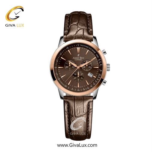 ساعت مچی اورجینال زنانه آلبرت ترایس سه موتوره کرنوگراف رزگلد | قهوه ای| قهوه ای| کد رفرنس AT20346