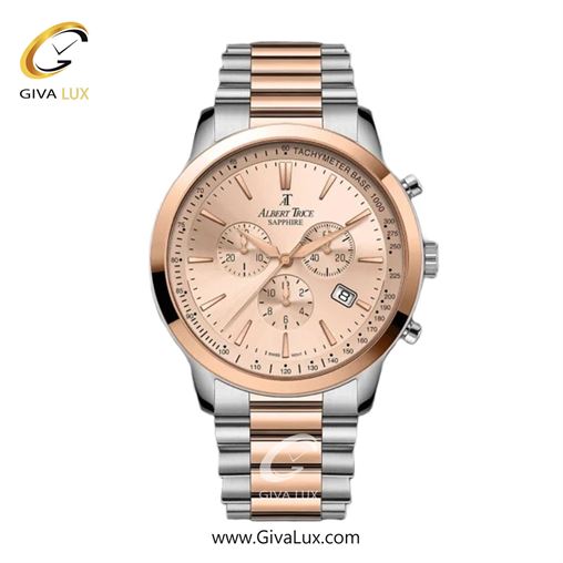 ساعت مچی اورجینال مردانه آلبرت ترایس سه موتوره کرنوگراف رزگلد | رزگلد-نقره ای| رزگلد| کد رفرنس AT20347