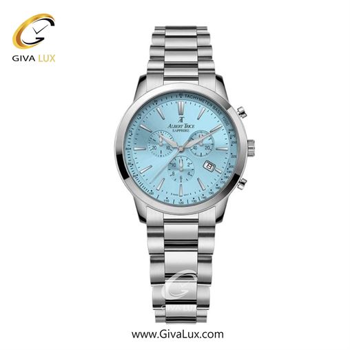 ساعت مچی اورجینال زنانه آلبرت ترایس سه موتوره کرنوگراف نقره ای | نقره ای| آبی| کد رفرنس AT20348