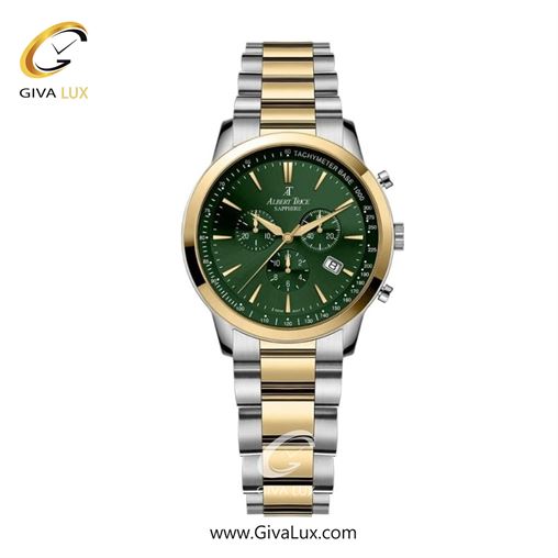 ساعت مچی اورجینال زنانه آلبرت ترایس سه موتوره کرنوگراف طلایی | نقره ای-طلایی| سبز| کد رفرنس AT20348