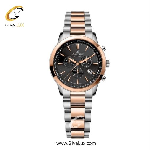 ساعت مچی اورجینال زنانه آلبرت ترایس سه موتوره کرنوگراف رزگلد | نقره ای-رزگلد| مشکی| کد رفرنس AT20348